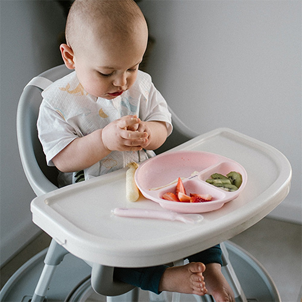 Assiette à ventouse en silicone rose