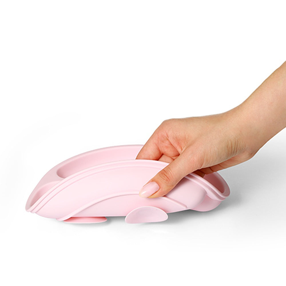 Assiette à ventouse en silicone rose