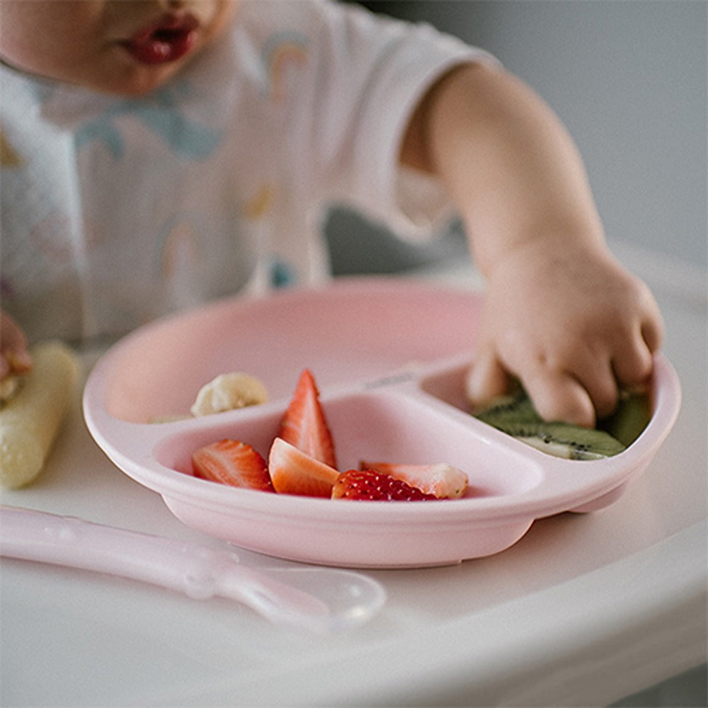 Assiette à ventouse en silicone rose