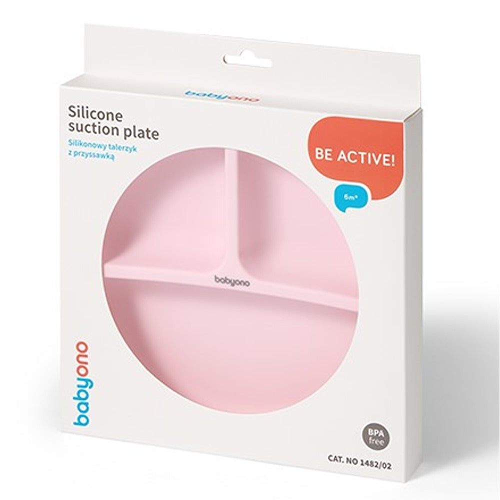 Assiette à ventouse en silicone rose