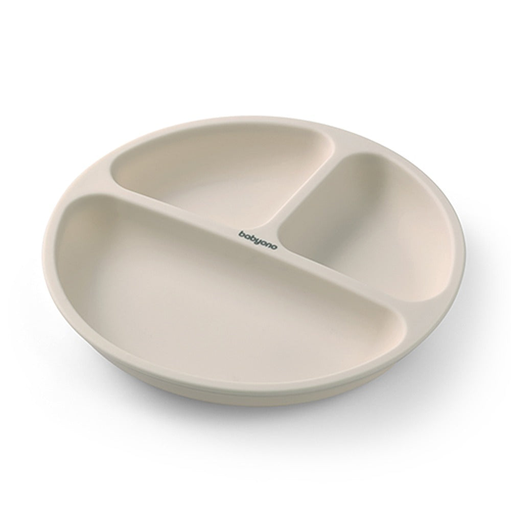 Assiette à ventouse en silicone beige