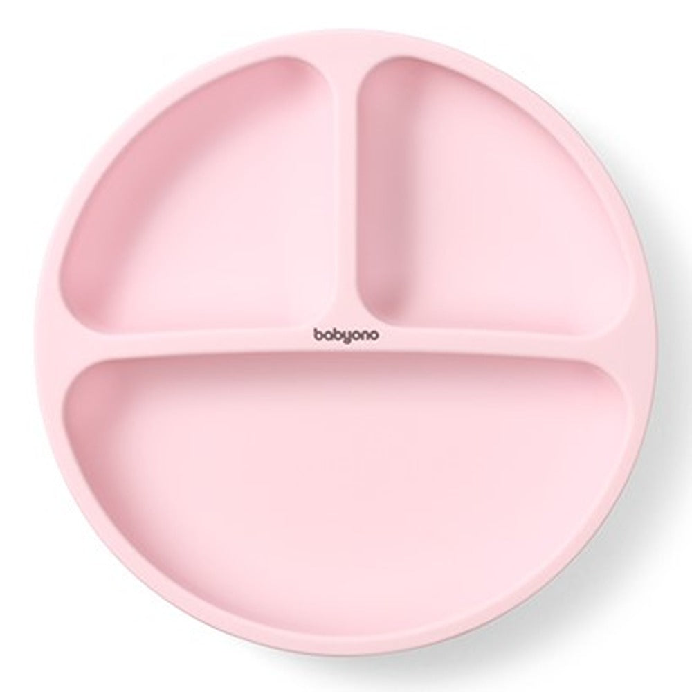 Assiette à ventouse en silicone rose
