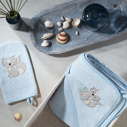 Accappatoio con Cappuccio in Bambù Naturale 100X100 Azzurro