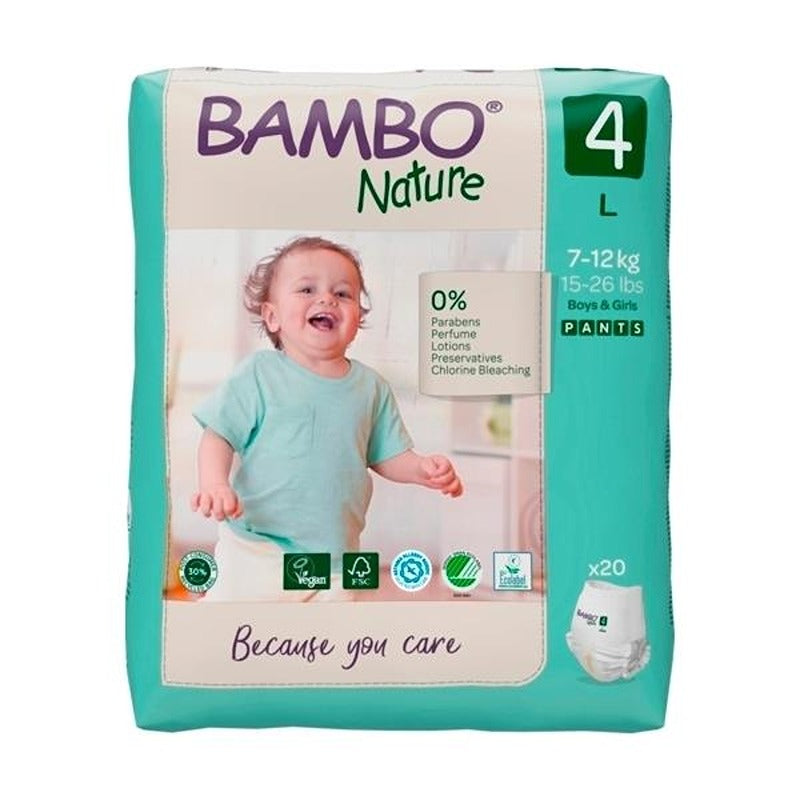 Pannolini Bambo Nature a Mutandina Taglia 4 7-12 kg 20 pezzi