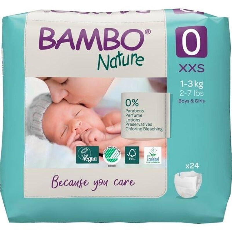 Pannolini Bambo Nature Taglia 0 1-3 kg 24 pezzi