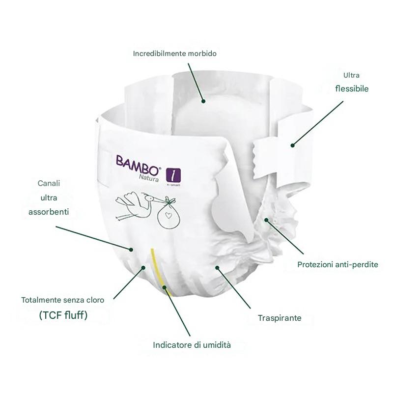 Pannolini Bambo Nature Taglia 1 2-4 kg 22 pezzi