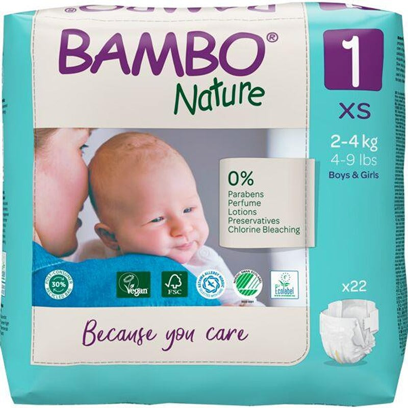 Pannolini Bambo Nature Taglia 1 2-4 kg 22 pezzi