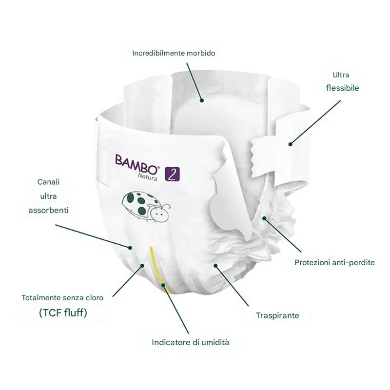 Pannolini Bambo Nature Taglia 2 3-6 kg 30 pezzi