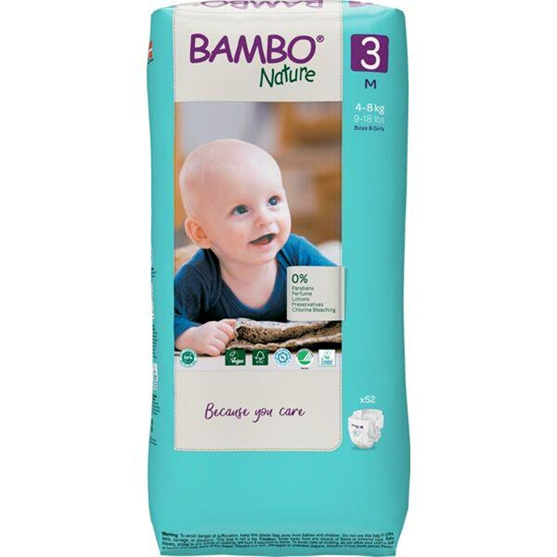 Pannolini Bambo Nature Taglia 3 4-8 kg 52 pezzi