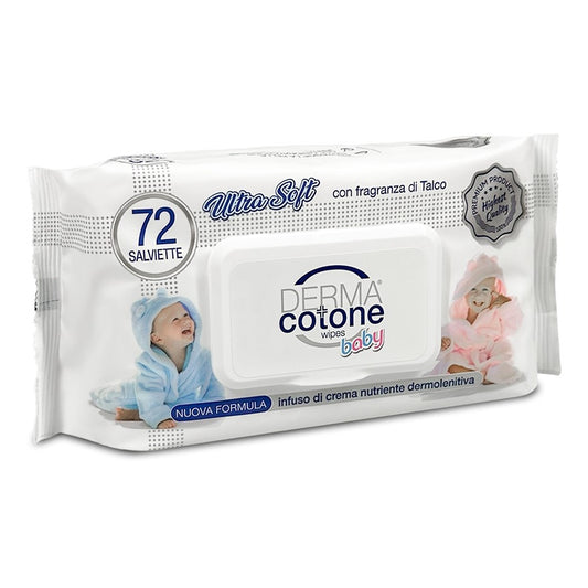 Salviettine Baby con Crema Cambio Pannolino Fragranza Talco 72 pezzi