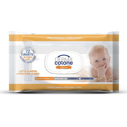 Salviettine Baby Sensitive Fragranza  Latte di Avena E proteine del Riso 72 pezzi