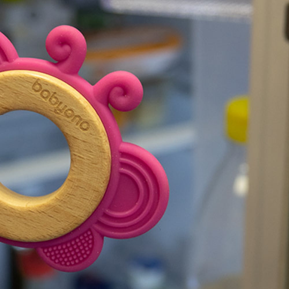 Massaggiagengive Legno E Silicone Farfalla Rosa