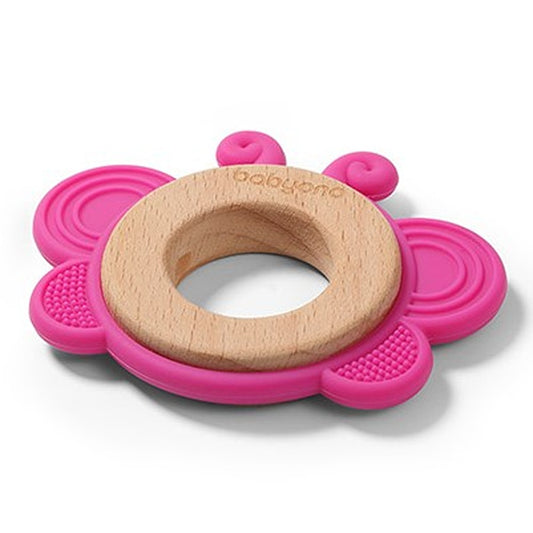 Massaggiagengive Legno E Silicone Farfalla Rosa