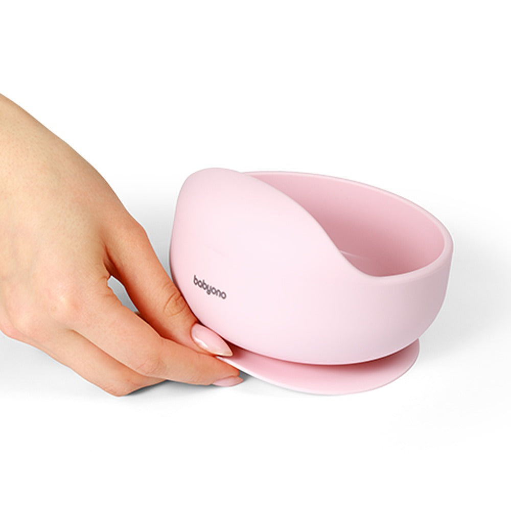 Bol à ventouse en silicone rose 