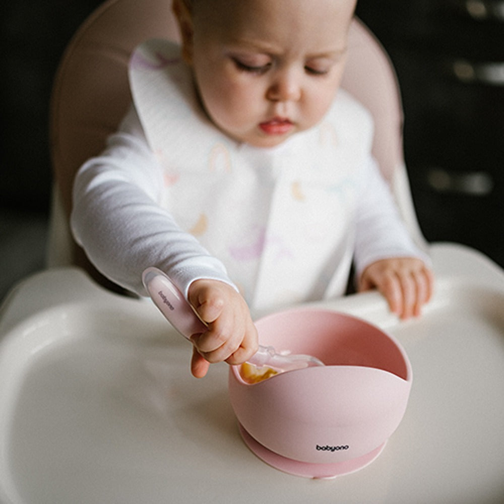 Bol à ventouse en silicone rose 