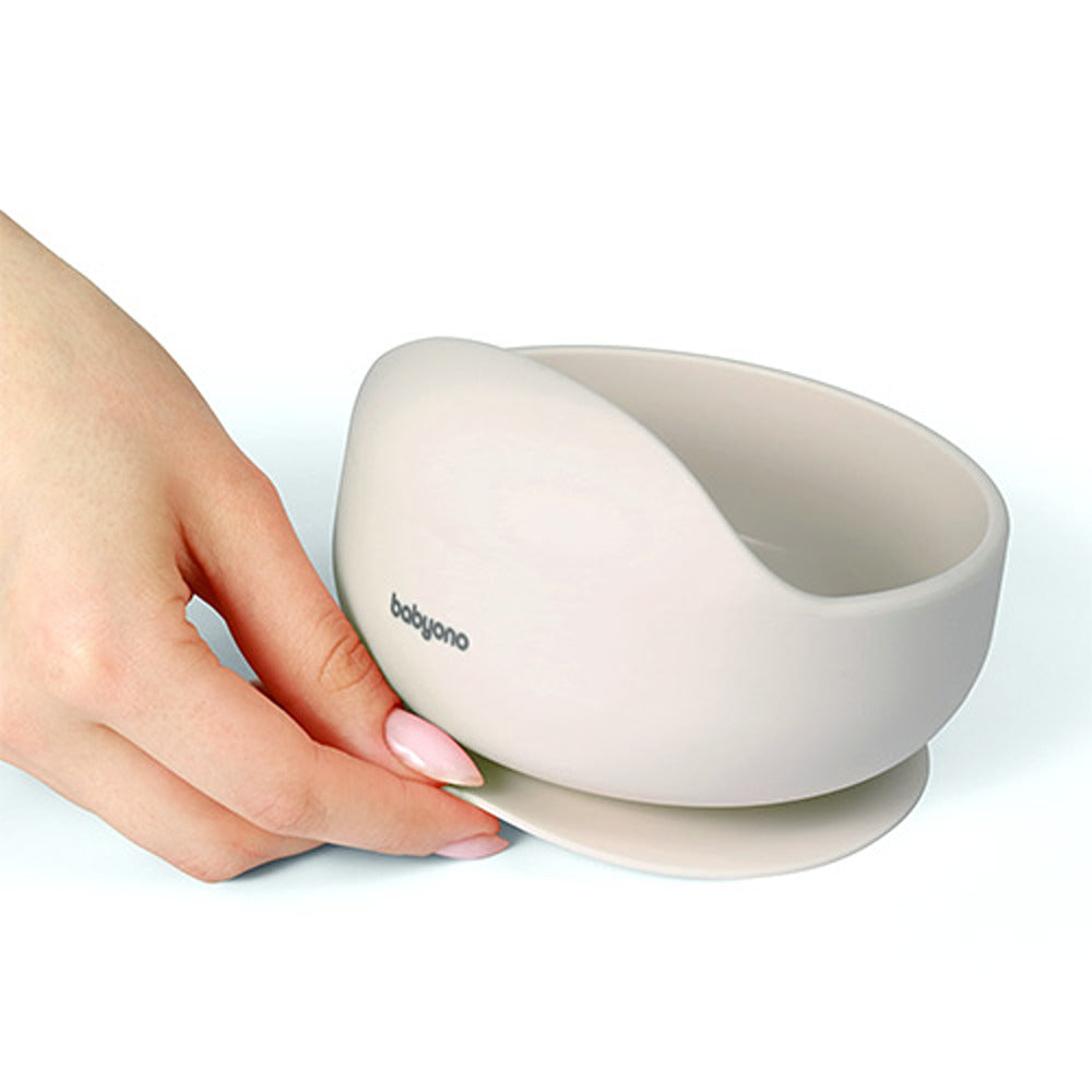 Bol à ventouse en silicone beige 