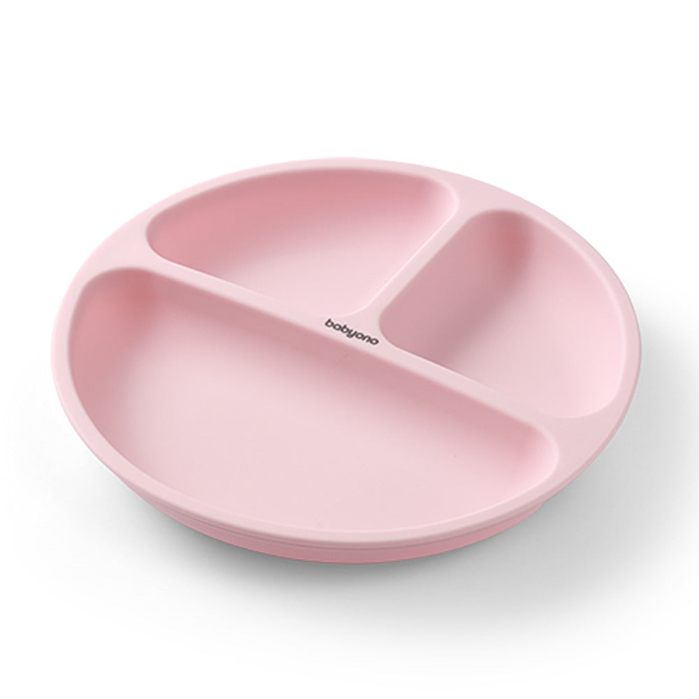 Assiette à ventouse en silicone rose 