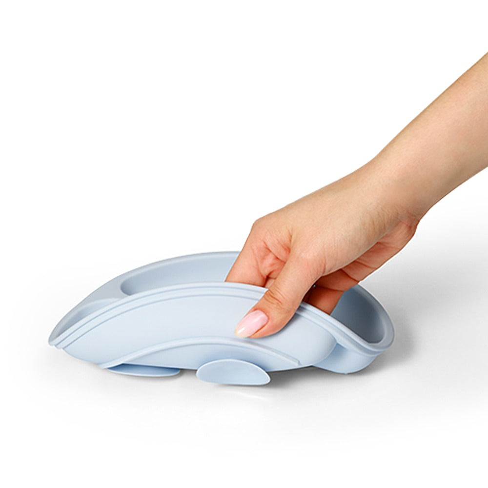 Piatto con Ventosa in Silicone Blu