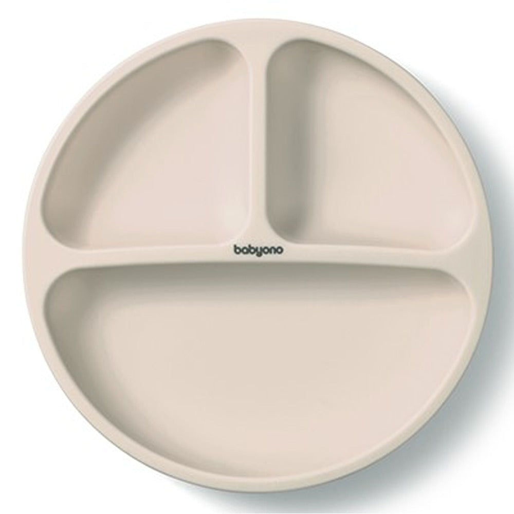 Assiette à ventouse en silicone beige 