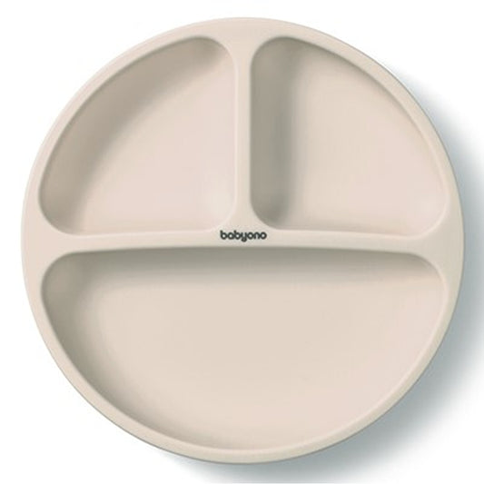 Assiette à ventouse en silicone beige 