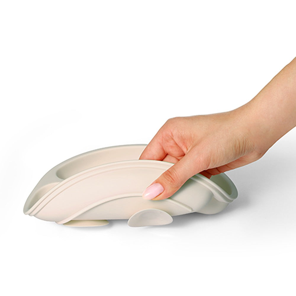Assiette à ventouse en silicone beige 