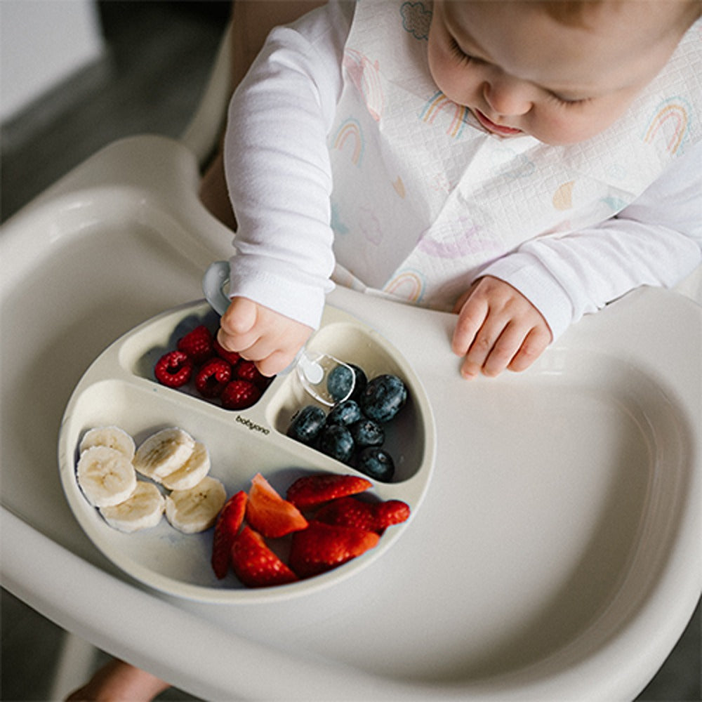 Assiette à ventouse en silicone beige 