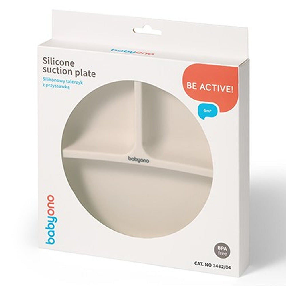 Assiette à ventouse en silicone beige 