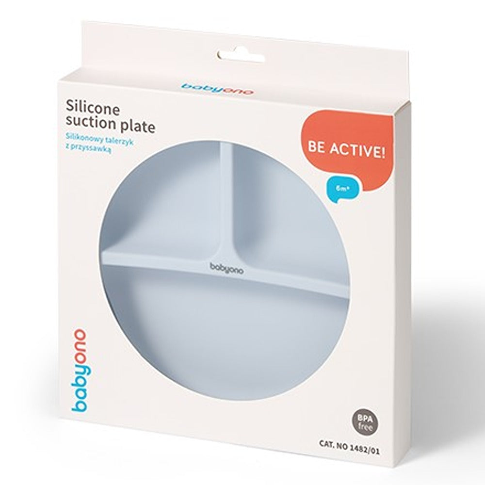 Piatto con Ventosa in Silicone Blu