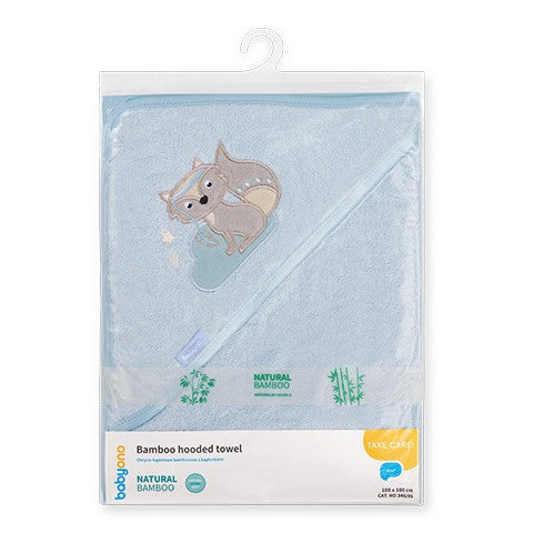 Accappatoio con Cappuccio in Bambù Naturale 100X100 Azzurro