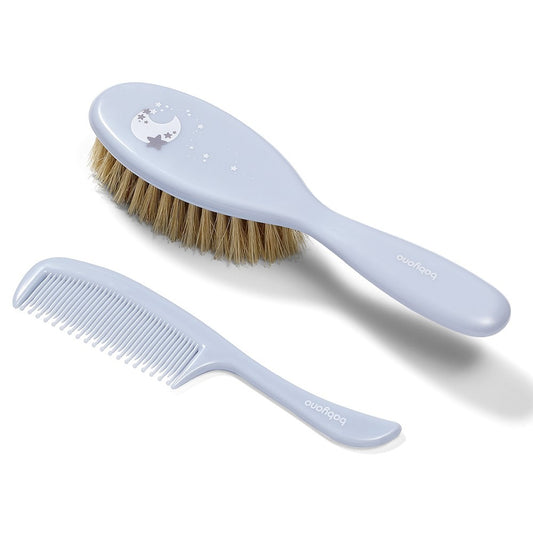 Set Spazzola & Pettine Setole Naturali Morbide Blu