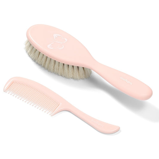 Set Spazzola & Pettine Setole Naturali Super Morbide Rosa
