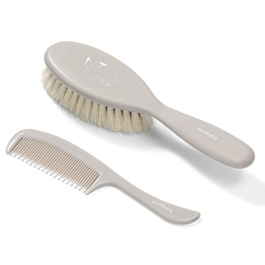 Set Spazzola & Pettine Setole Naturali Super Morbide Grigio