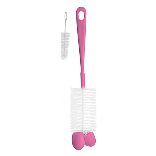 Spazzola per Biberon E Tettarelle con Mini Spazzola E Punta in Spugna Rosa