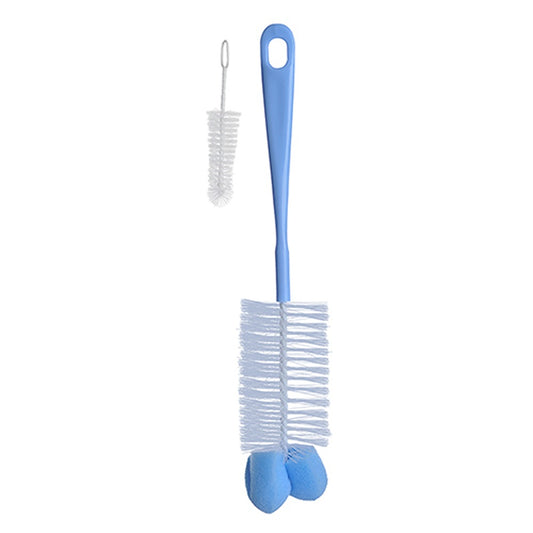 Spazzola per Biberon E Tettarelle con Mini Spazzola E Punta in Spugna Blu