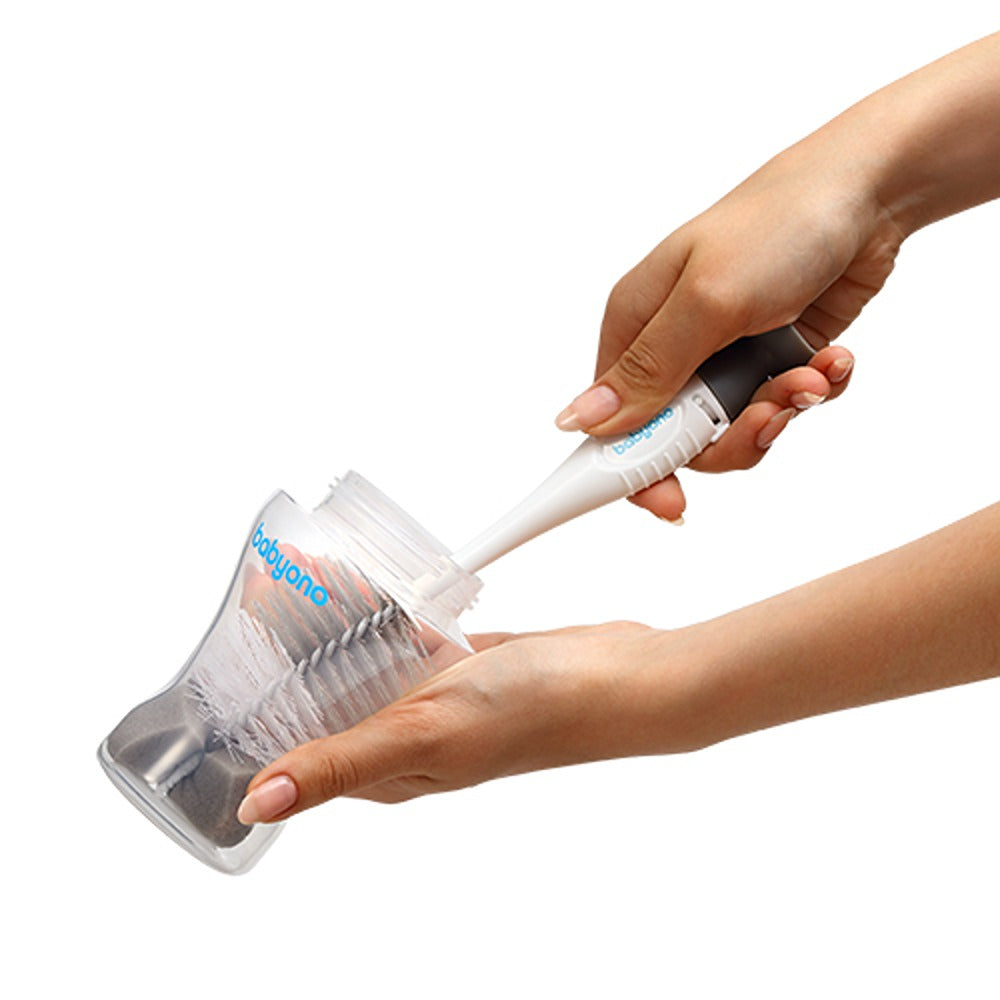 Brosse à biberon et à tétine à ventouse bleue 