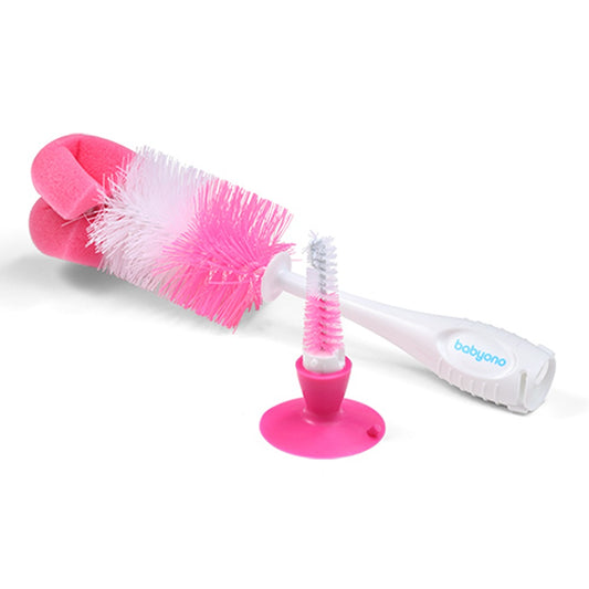 Spazzola per Biberon E Tettarelle con Ventosa Rosa