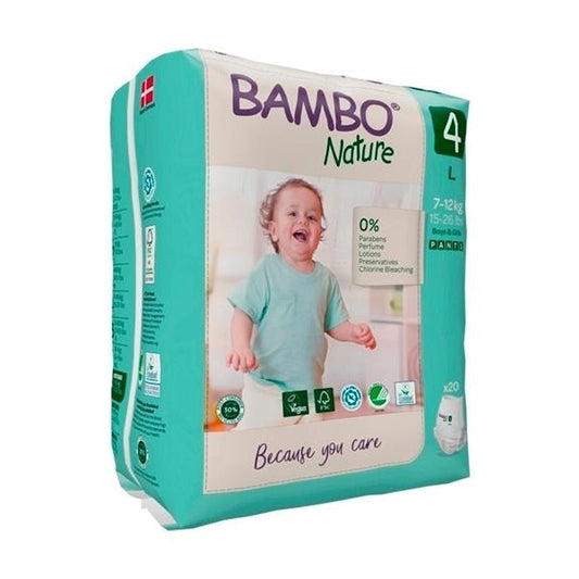 Pannolini Bambo Nature a Mutandina Taglia 4 7-12 kg 20 pezzi
