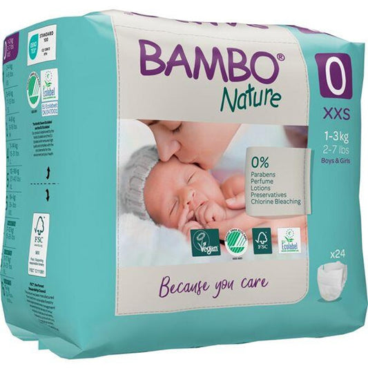 Pannolini Bambo Nature Taglia 0 1-3 kg 24 pezzi