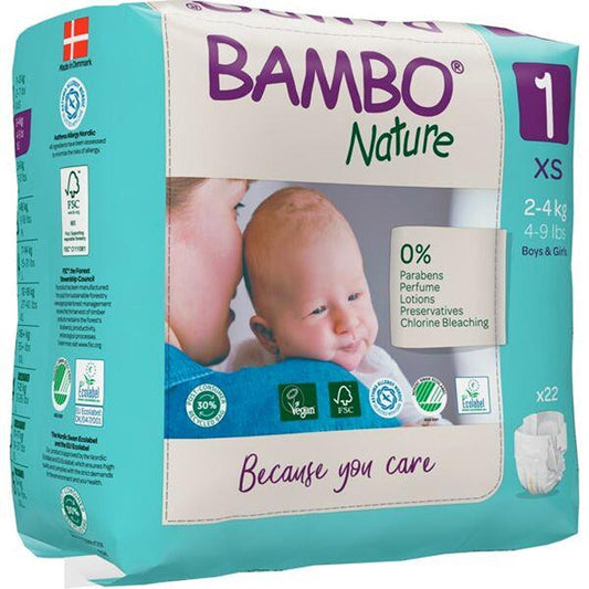 Pannolini Bambo Nature Taglia 1 2-4 kg 22 pezzi